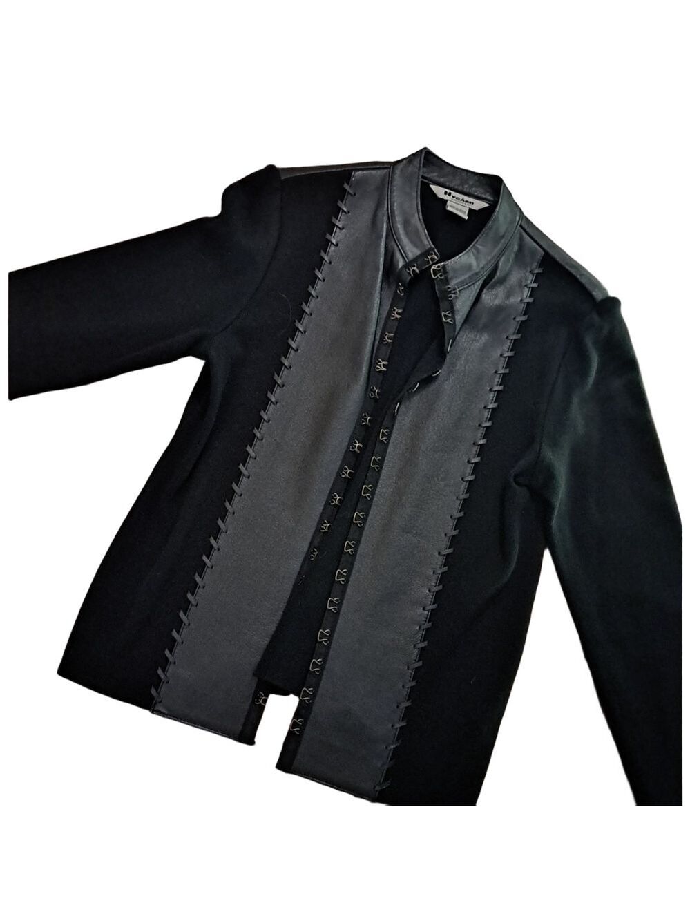Peter Nygard Black Leather And Suede Women's Jacket. Gorgeous Detail. Size Med.